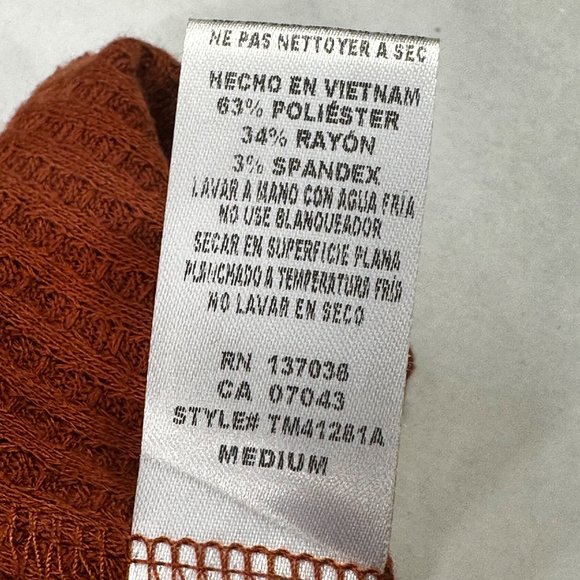 Paper Crane Womens Sz Medium Sweater Shirt Cropped Button Front Tie Waist Brown - Picture 13 of 13